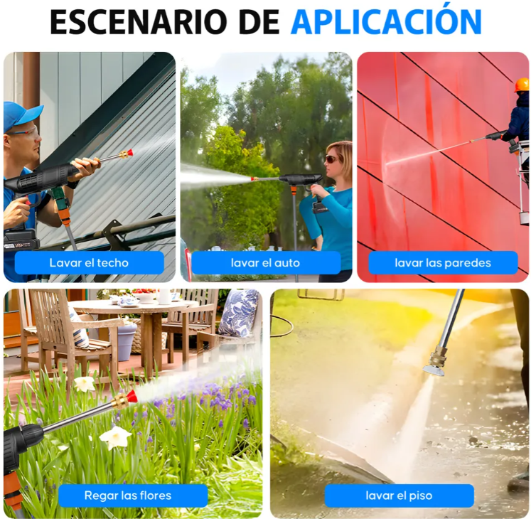 TUBOWASH PRO - HIDROLAVADORA PORTÁTIL 48V (2 Baterías)